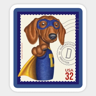 Superhero Dachshund Doxie Dog with mask and cape Sticker